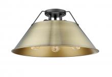  3306-3FM BLK-AB - Orwell 3-Light Flush Mount in Matte Black with Aged Brass